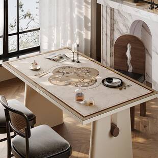 国风新中式法式餐厅桌垫中古复古桌布防水防油免洗隔热桌垫高级感