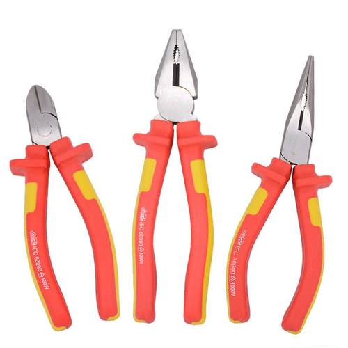 1000V绝缘钳子钢丝钳斜口钳尖嘴钳老虎钳子6/7/8寸电工绝缘工具