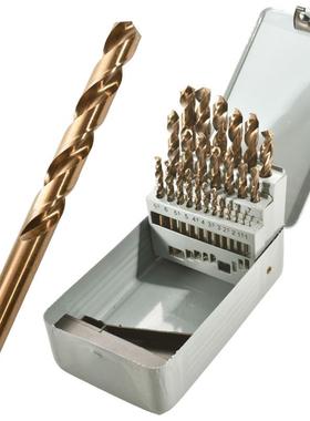 含钴麻花钻头高速钢直柄25pcs铁盒套装多规格不锈钢电钻打孔钻头