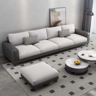 棉麻布艺沙发可拆洗客厅简约现代意式沙发大小户型猫爪皮直排沙发