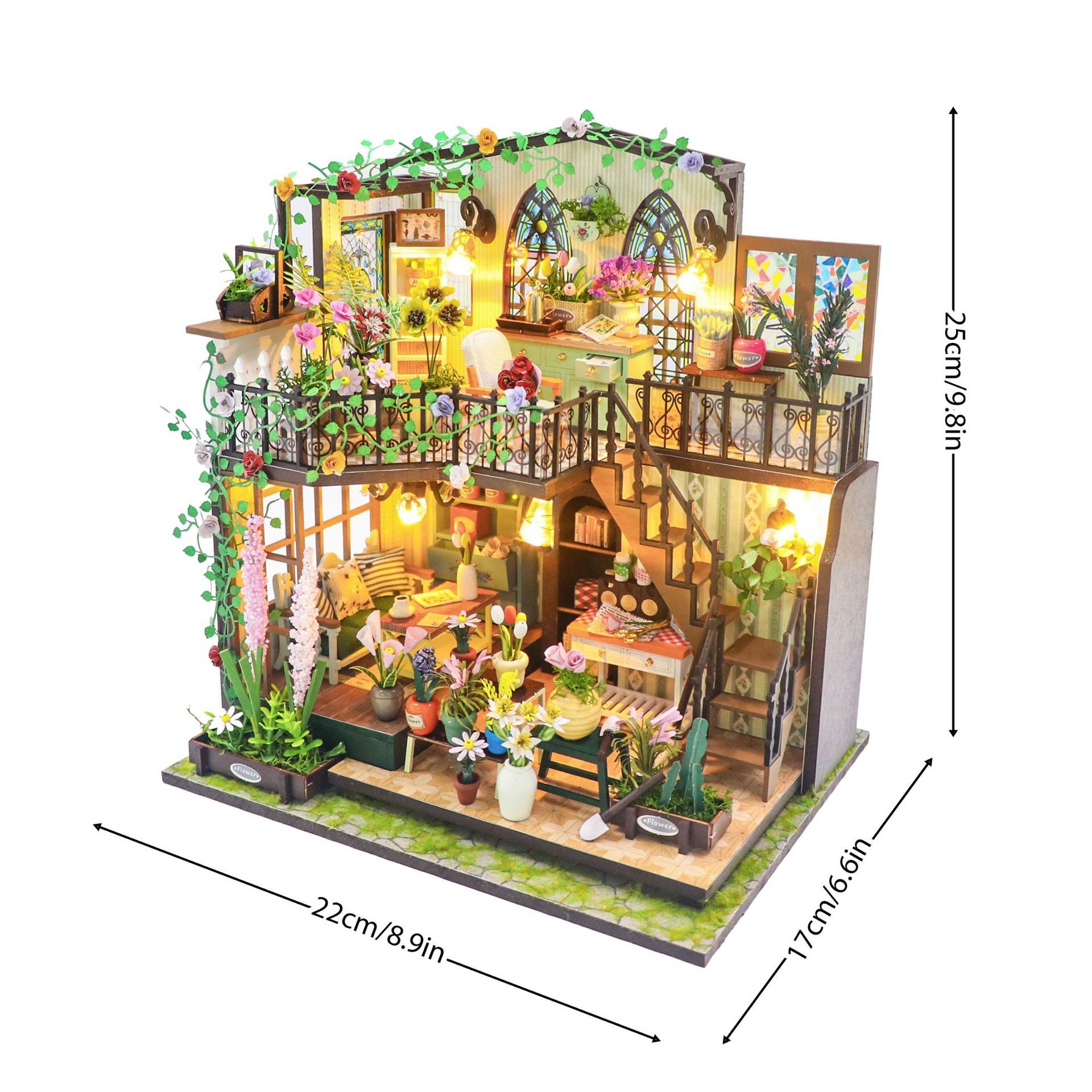 diy手工小房子娃娃小屋双层花园房森系别墅迷你3D建筑模型拼装板