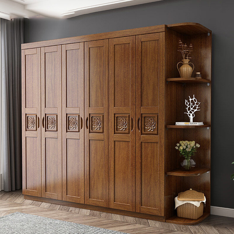 实木衣柜家用卧室中式现代简约衣橱经济型木质简易轻奢储物柜家具