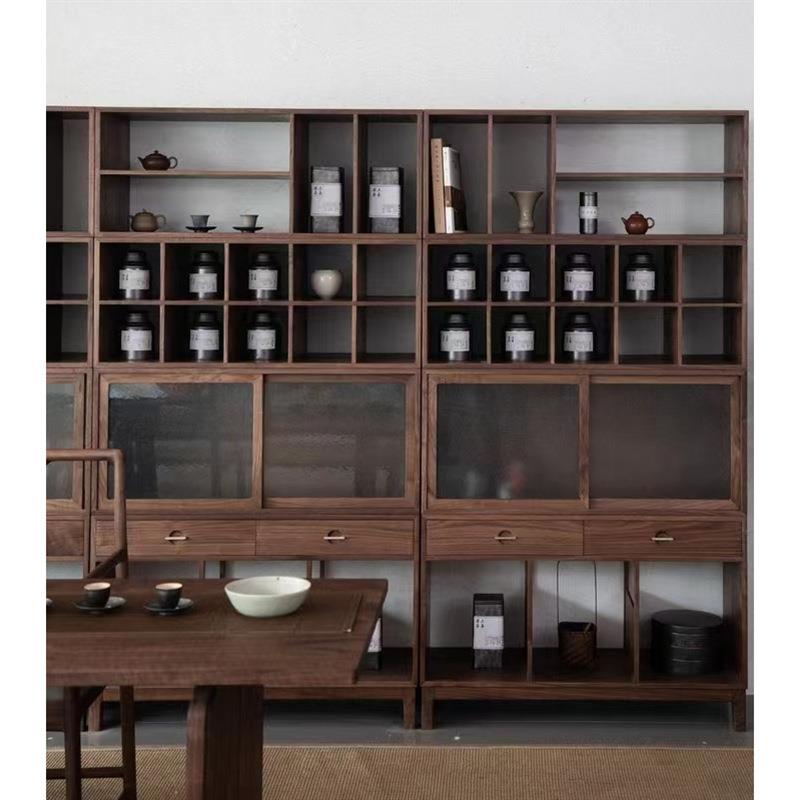 新中式全实木博古架茶柜置物展示柜现代简约式书柜组合家具