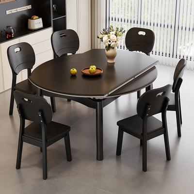 岩板餐桌椅2025新款现代简约家用小户型可变圆桌伸缩折叠吃饭桌子