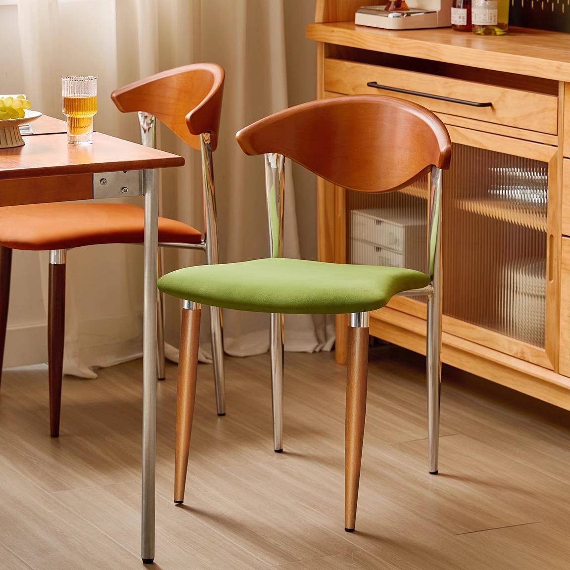 复古餐椅设计师实木椅子靠背中古风餐桌椅侘寂风书桌椅家用大C椅