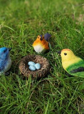 树脂仿真小鸟庭院鱼池玄关花盆阳台园艺假山流水摆件园艺园林装饰