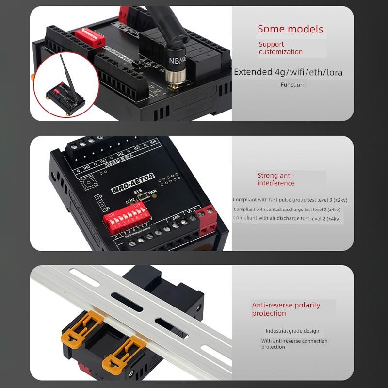 艾莫迅MODBUS RTU转TCP模拟量开关量RS485通讯采集输入输出io模块
