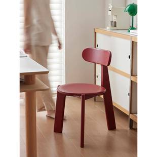 slow餐椅中古实木靠背椅新款设计师多巴胺凳子家用小户型吃饭椅子