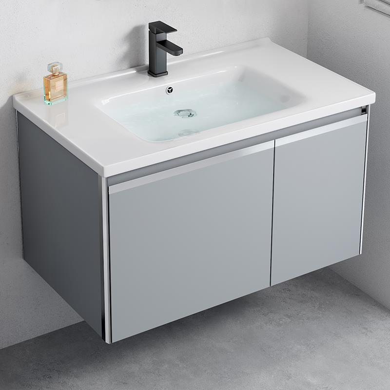 太空铝挂墙式洗手盆柜组合小户型卫生间阳台洗漱台一体陶瓷洗脸池