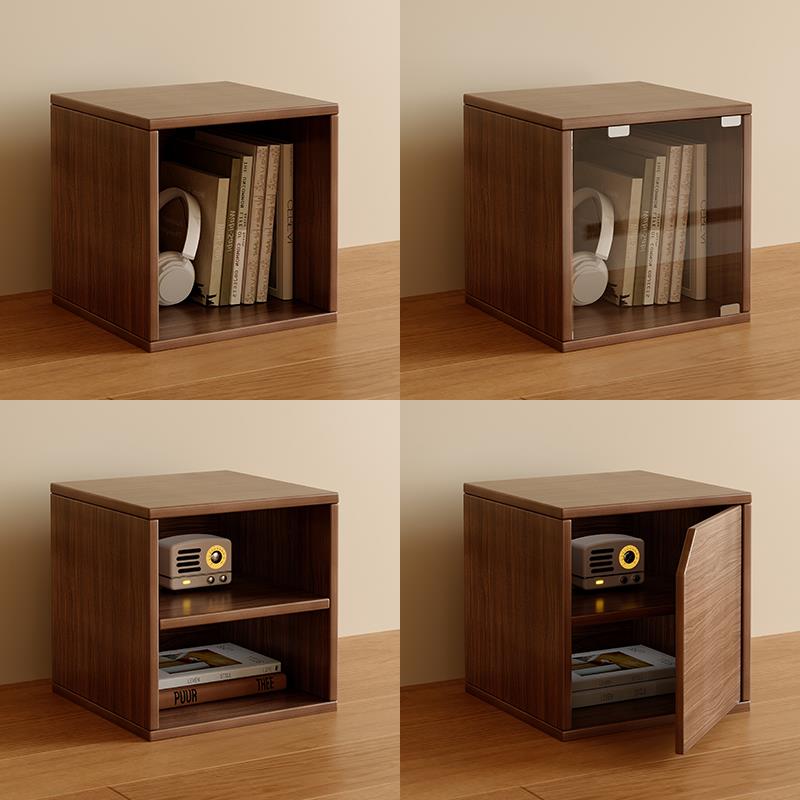 自由组合书架桌面格子收纳柜简易小型落地置物架书柜带柜门矮柜子