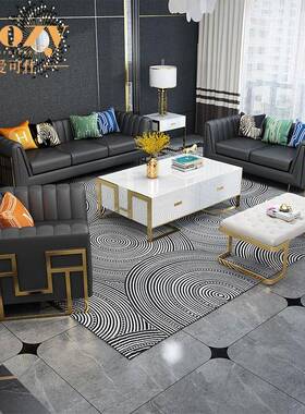 爱可仕现代简约客厅双人三人位黑色北欧家具套装沙发