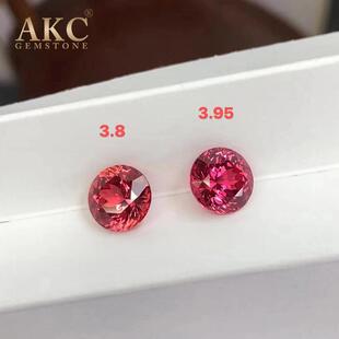 实验室培育宝石帕帕拉恰日落色粉橙色圆形人造合成蓝宝石裸石现货