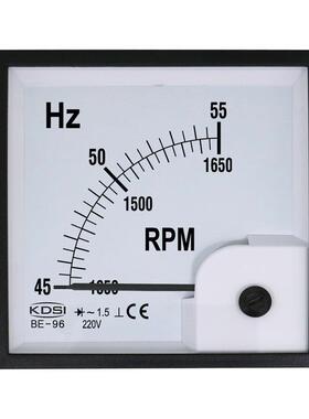 指针式频率表+转速表BE-9645-55Hz+rpm220V仪表盘电表