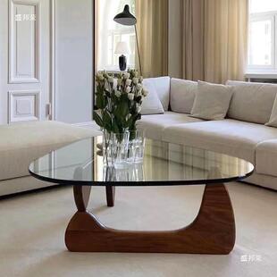 野口勇玻璃茶几中古北欧设计师现代极简实木客厅复古