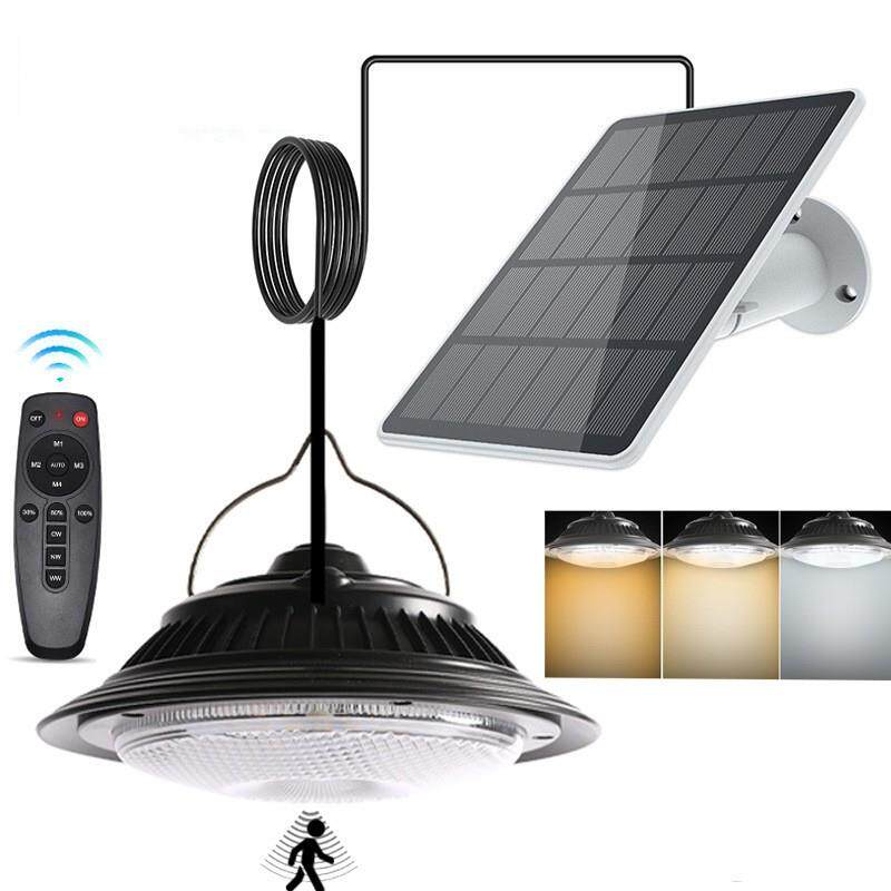 新款太阳能吊灯室内外走廊庭院灯LED遥控人体感应路灯太阳能挂灯