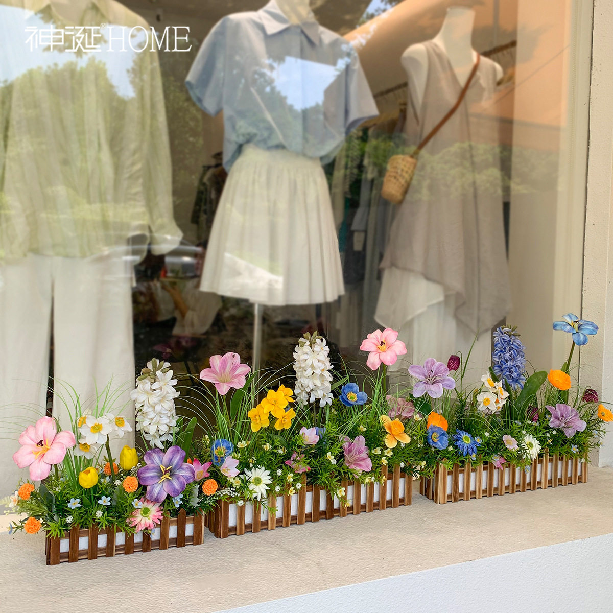 多巴胺仿真花造景栅栏花花槽箱装饰假花仿真花摆设窗台阳台景观花