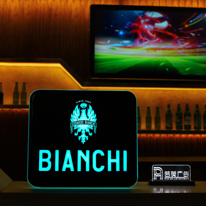 批发双面发光水晶灯箱BIANCHI长方形酒吧展示广告灯箱