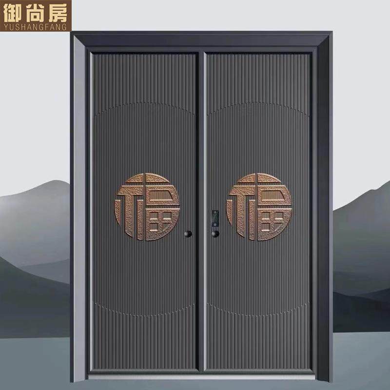别墅大门新中式铸铝门新款乡村别墅入户双开大门家用铝艺庭院大门