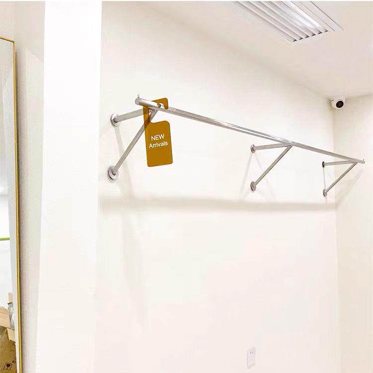 服装店展示架挂衣架货架不锈钢上墙侧挂横杆加厚女装童装店挂衣杆