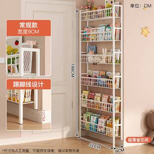 门后置物架铁艺书架落地儿童简易极窄夹缝墙上壁挂家用床头柜优后