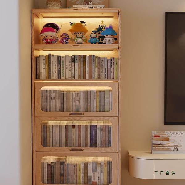 防尘书柜带玻璃门落地家用置物柜儿童收纳储物柜客厅展示书架实木,智能设备,其他智能设备,淘宝优惠券,粉丝福利购,淘宝优惠卷