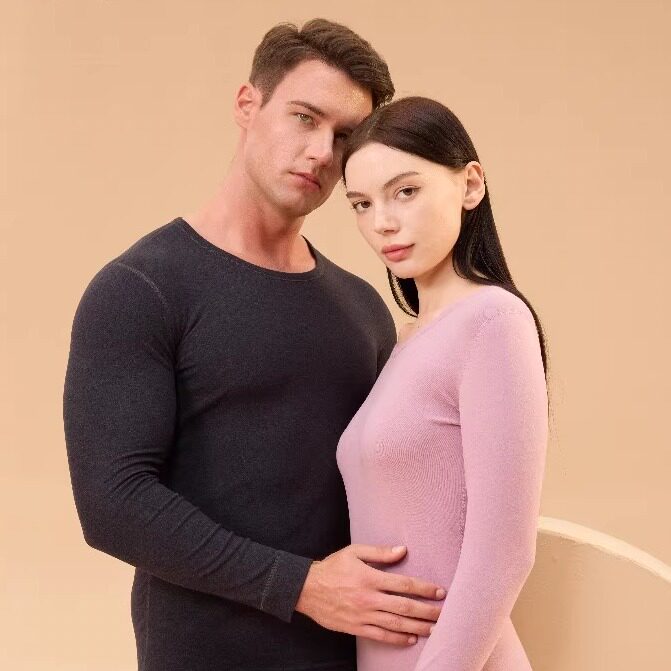 SNOW FLYING/雪中飞S023秋冬男女情侣保暖套装羊绒蚕丝双面磨毛