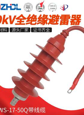 直销全绝缘避雷器10kV全绝缘避雷器HY5WS-17-50Q带线缆避雷器