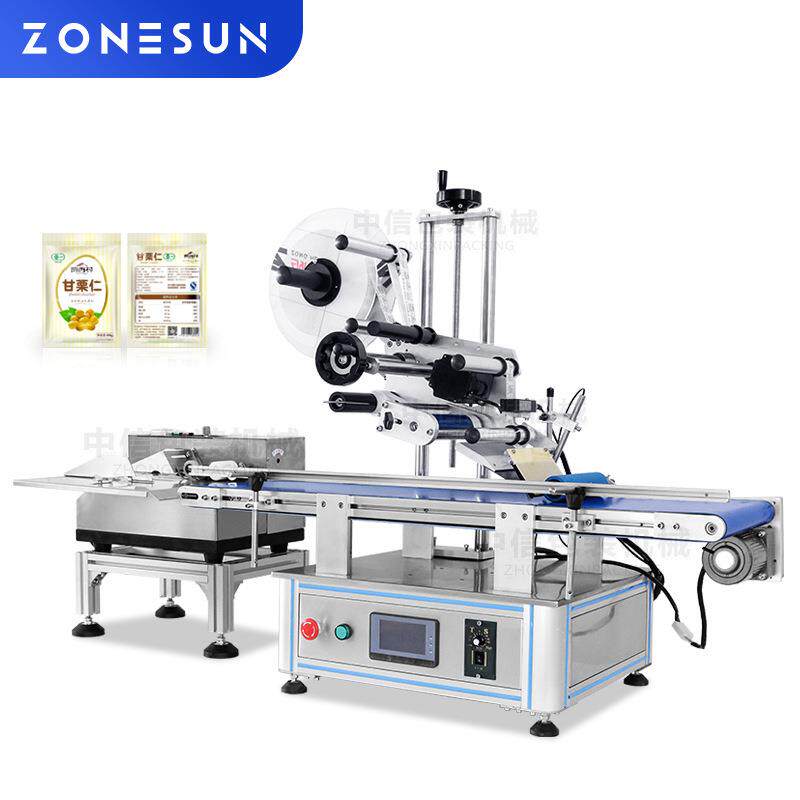 ZONESUN全自动吊牌卡片分页贴标机薄膜袋自封袋平面连续平面贴标