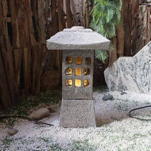 石灯笼日式庭院石灯塔青石仿古地灯户外中式别墅园林景观照明摆件