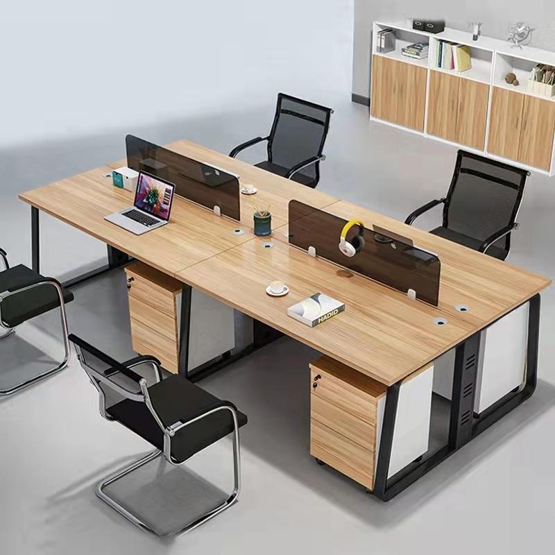 福永板式办公桌四人位简约职员办公桌椅组合员工桌卡位办公室桌子