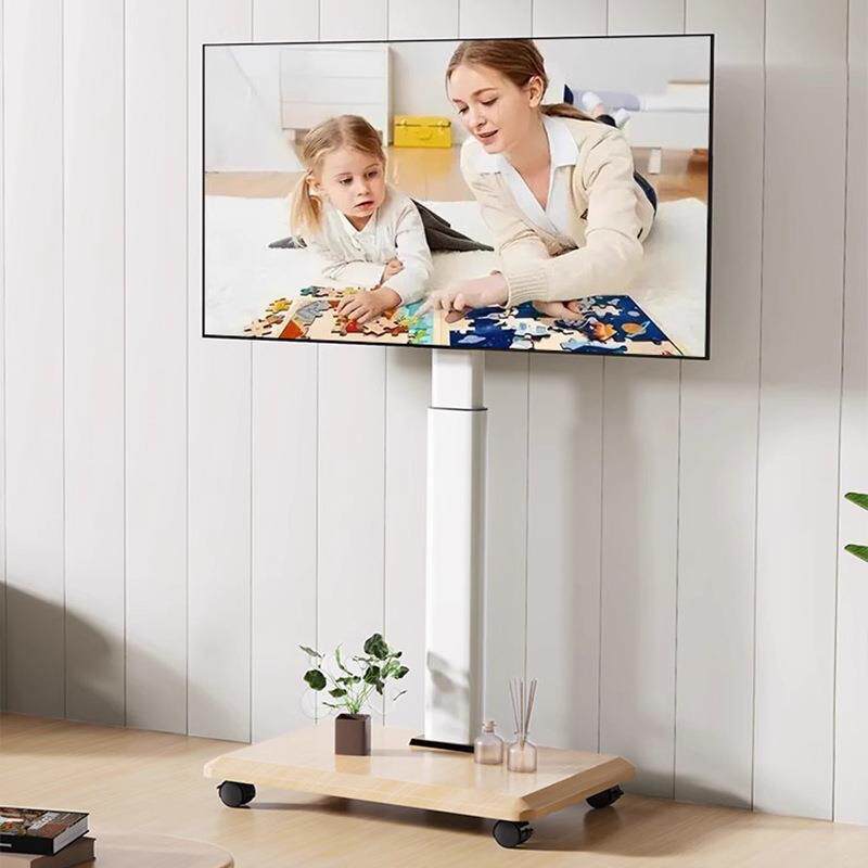 通用电视支架白色移动带轮电视推车落地挂架家居55/65/75寸适用