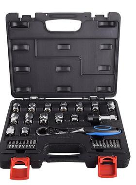 进口32pcs3/81/4棘轮扳手组合套装中空梅花英制套筒汽修工具