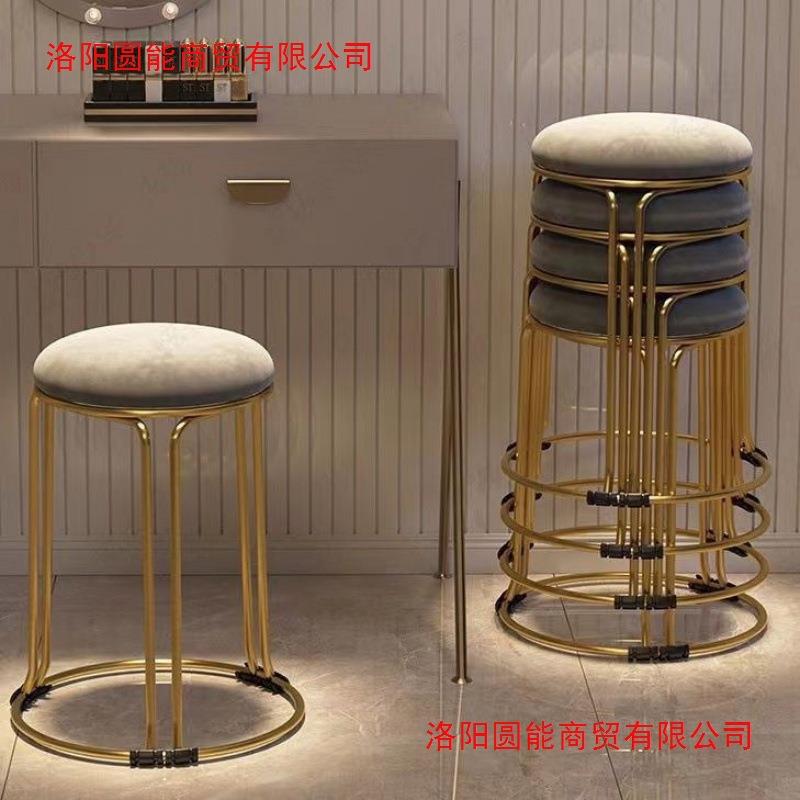加粗凳子家用轻奢办公室钢筋圆凳子可收纳铁板凳加厚全钢