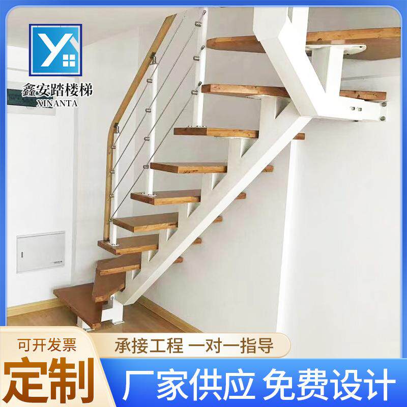 别墅工程直梁楼梯斜梁楼梯室内复式阁楼楼梯跃层室内简约楼梯