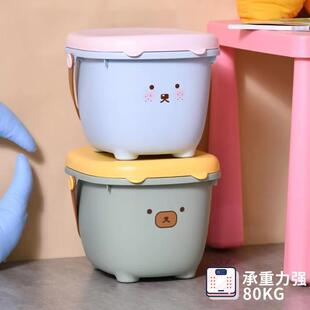 9QXC塑料收纳凳子带盖玩具收纳手提桶可坐加厚儿童凳幼儿园