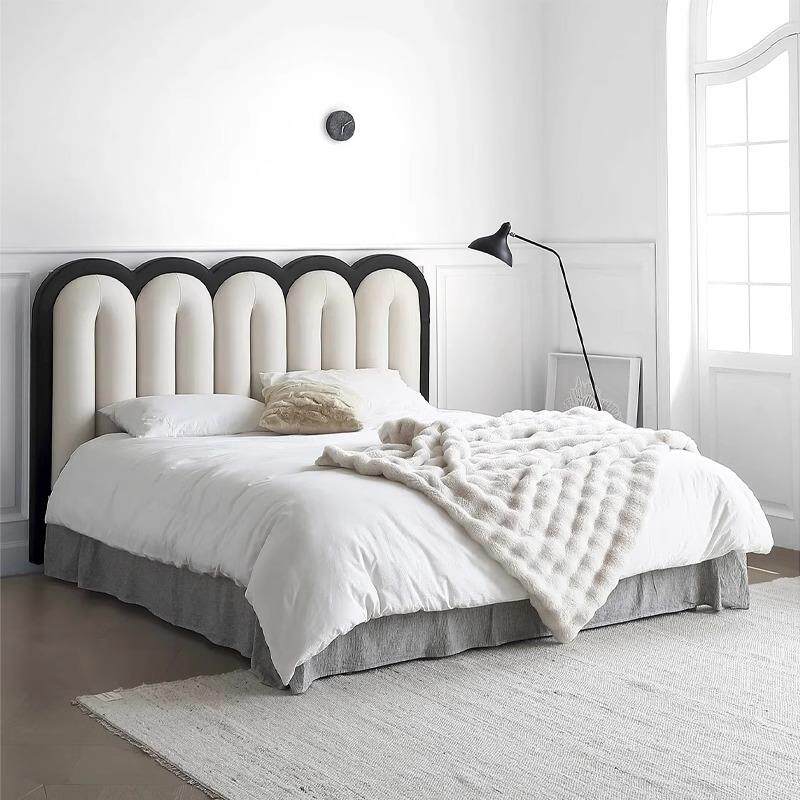 法式奶油风悠悠床复古风高软靠背主卧皮艺床现代简约主卧双人婚床