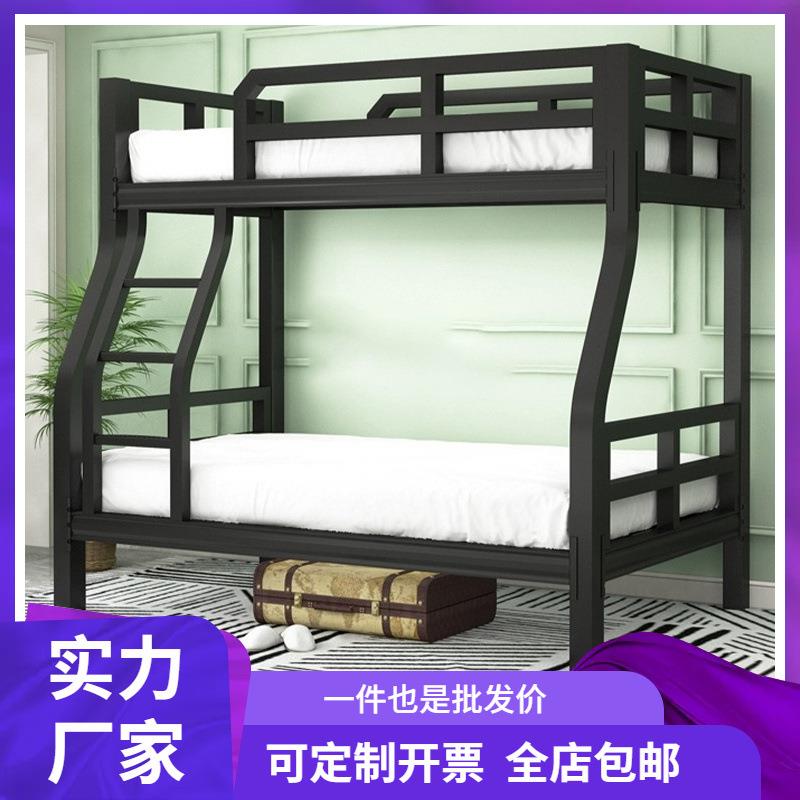 上下铺双层床铁床高低床学生宿舍酒店现代简约床垫子母床钢架床图片