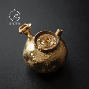 宜室茶话岩矿鎏金南蛮烧纯手工侧把壶日式复古陶瓷泡茶壶收藏级