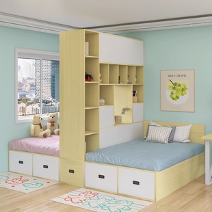 姐弟互不打扰双人床一房变两房隔断床小户型隔断榻榻米储物组合床