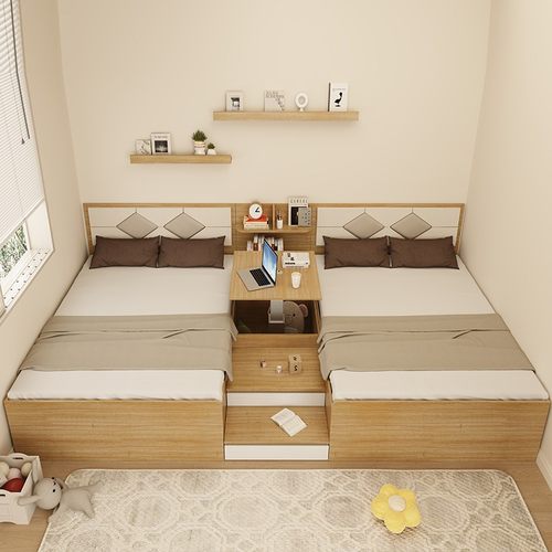 互不干扰儿童床二胎兄弟姐妹亲子床榻榻米一家四口拼接大床地台床