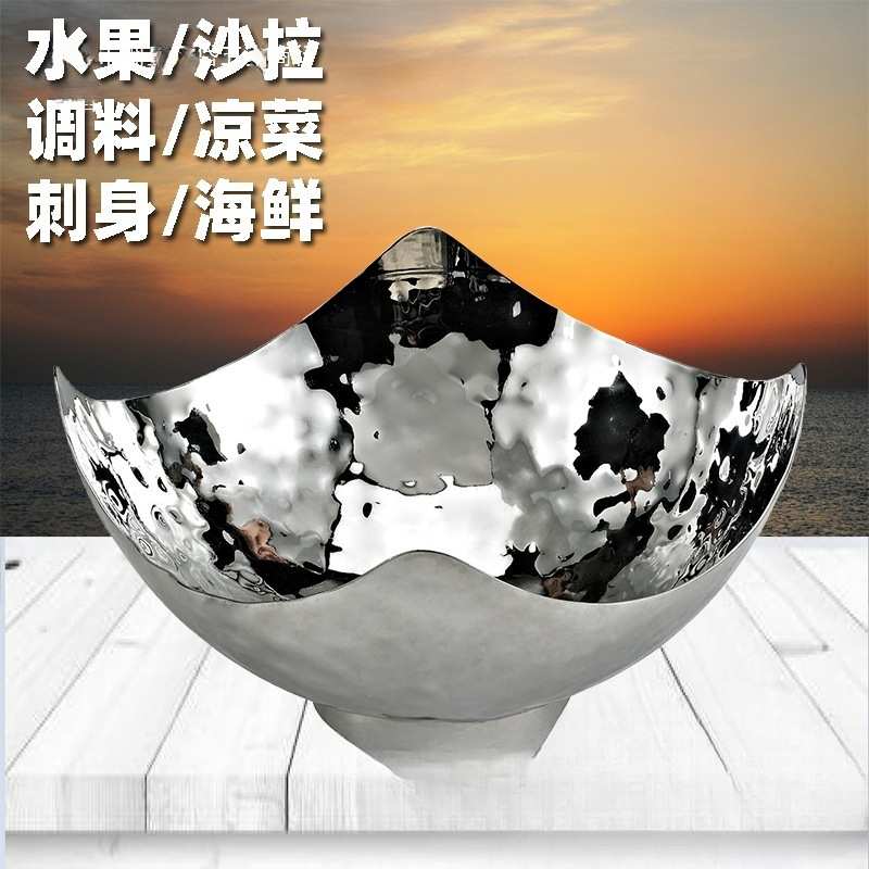 商用不锈钢锤点果盘锤印果盆花形果盘酒店自助餐KTV配套糖果刺身