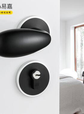 美式黑色室内卧室门锁通用型铝合金锁具卫生间现代简约门把手