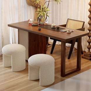 阳台茶桌2025新款小型实木桌椅高端小茶台宋代美学北美黑胡桃木