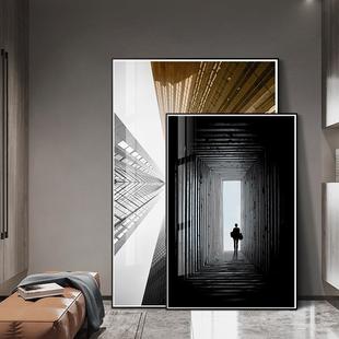 建筑长廊现代简约风格客厅装饰画玄关卧室建筑壁画单幅大气挂画