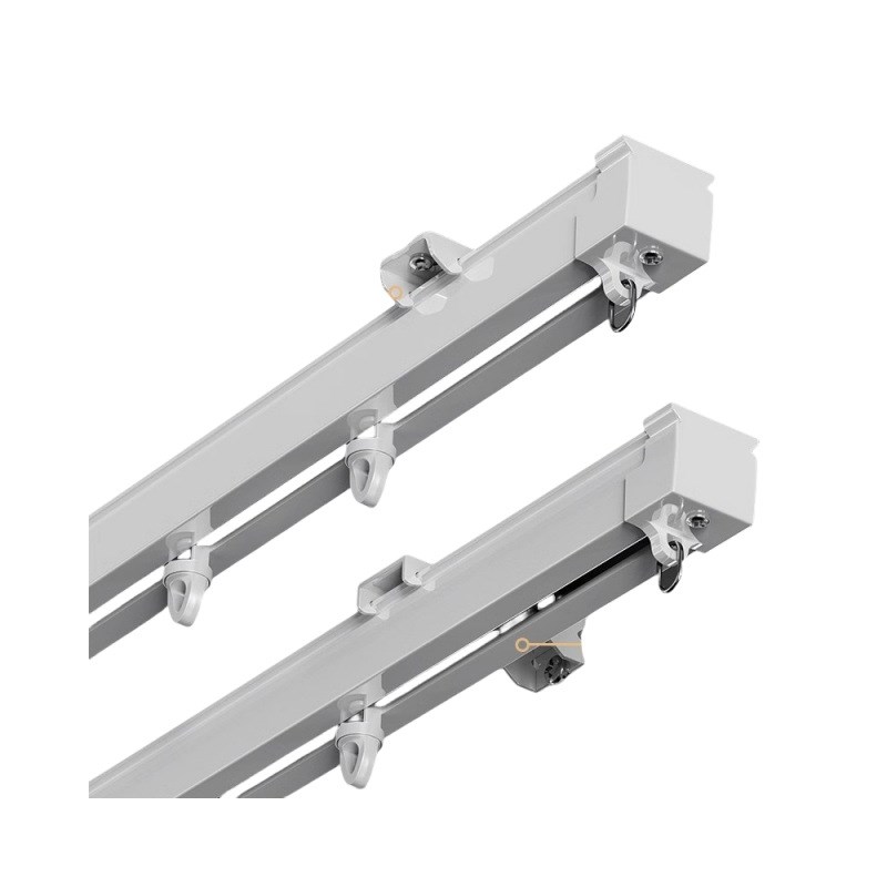 窗帘轨道顶装侧装伸缩滑轮滑轨滑道直轨导轨双轨静音窗帘盒窗帘杆