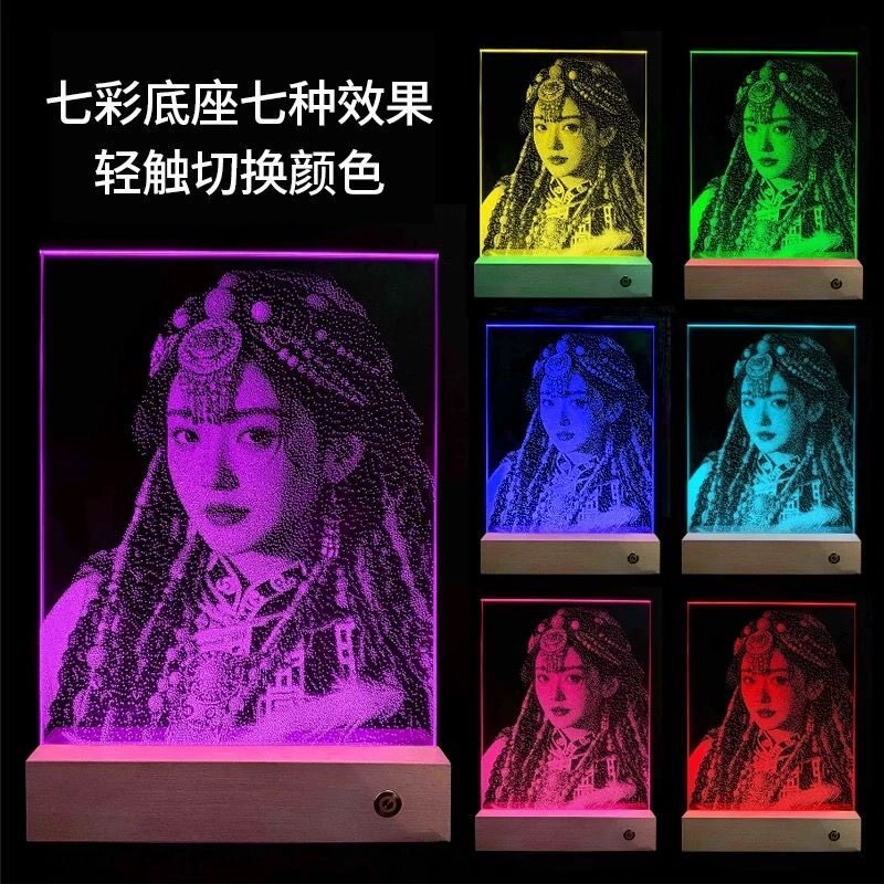 锤子玻璃画定制真人照片生日礼物图片