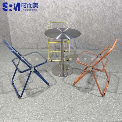 网红奶茶店咖啡厅桌椅组合主题餐厅烧烤店工业风不锈钢折叠桌椅