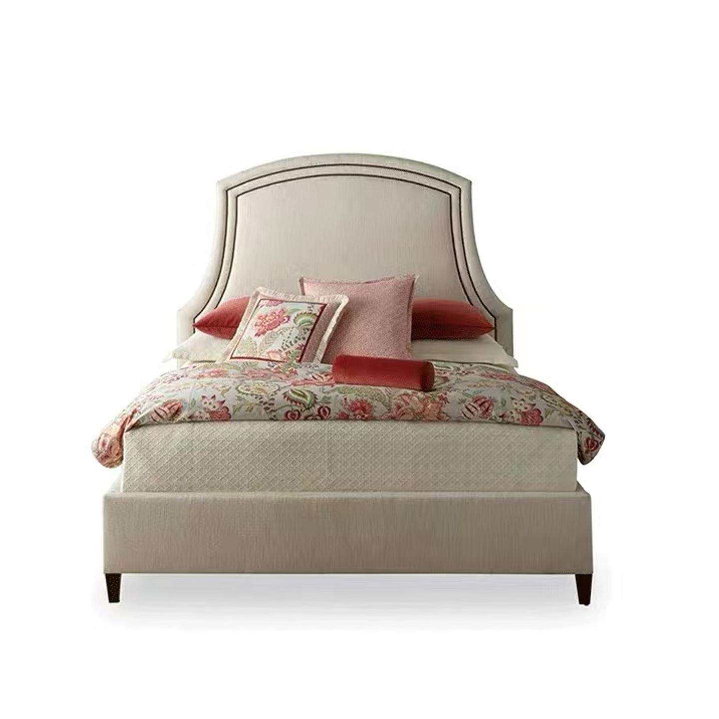 美式设计师卧室高背布艺双人床北欧异形1.8米酒店民宿主卧婚床