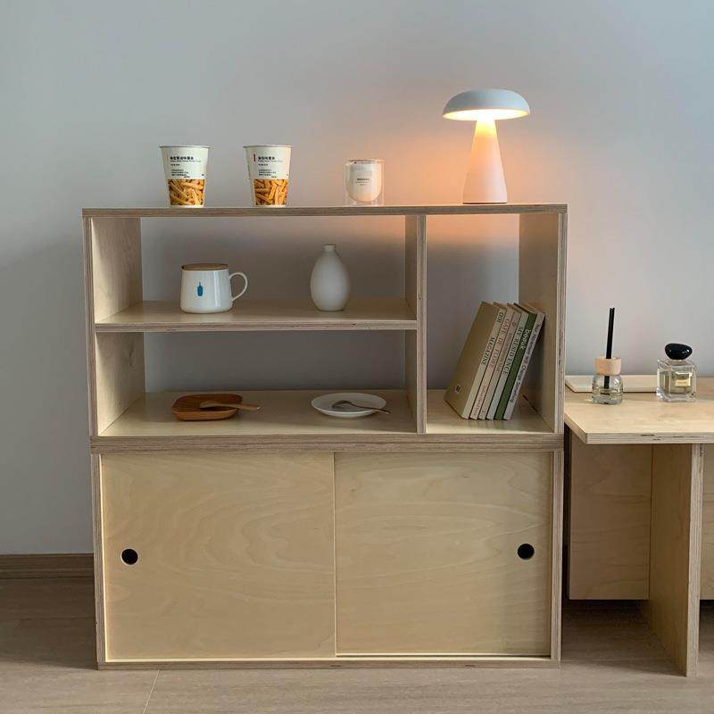 桦木海洋板实木书柜书架组合现代简约客厅收纳储物柜家用陈列柜子