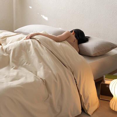 100支长绒棉全棉磨毛被套简约纯色纯棉单人双人床上单独被单被罩